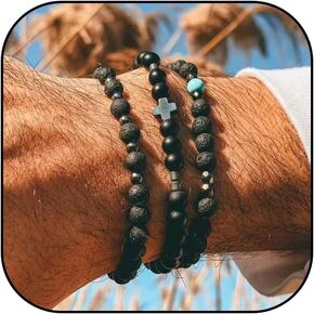 Mens Beaded Bracelet for Men Cross Bracelet for Men Dainty Stackable Bracelet Men's Bracelet Stack Jewelry Gifts Stocking Stuffers for Men