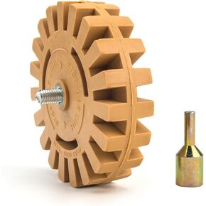 Decal Remover Wheel Sticker Remover w/Drill Adapter Tool Kit Adhesive Decal Eraser Wheel, Remove Vinyl Decals, Stickers, Stripes, Pinstripes, Adhesive Remover Tool 4" Slotted Edge Pad