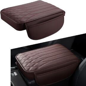 1 PC Car Armrest Box Pad with Storage Pockets, Heightening Function, Six-Second Rebound Design, 12.59In x 8.66In x 1.96In Durable Vehicle Protective Cover, Universal for Most Cars (Black)