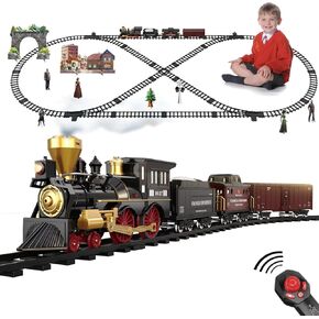 Train Set for Kids - Electric Remote Control Train Track Around Christmas Tree, Steam Locomotive Engine Train Railway Kits w/Smoke, Light & Sounds, Christmas Toys Gifts for 3 4 5 6 7 8 Year Old Kids