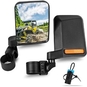 UTV Side Mirrors, Compatible with Polaris RZR Can Am Maverick Honda Pioneer Kawasaki Mule, Fits 1.75-2.0 inch Roll Cage SXS Side View Mirror Set