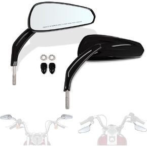 FOVPLUE Handlebar Mount Mirrors, Motorcycle Rearview mirrors for 1982-2024 Harley Models, for CVO Dyna Touring Electra Glide Road Glide Road King Softail Street Glide Sportster 1200 883, Gloss Black