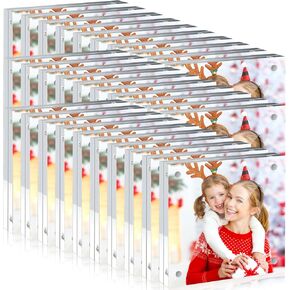 4x4 Acrylic Picture Frame 30 Pack, Clear Picture Frames Double Sided Magnetic Acrylic Frames Freestanding Photo Block Frame Desktop Display Floating Frameless Acrylic Frame Stand