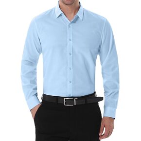 SIR7 Men's Slim Fit Stretch Dress Shirt Solid Color Microelastic Long Sleeve Casual Soft Business Button Up Shirts