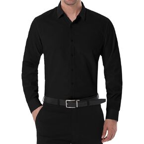 SIR7 Men's Slim Fit Stretch Dress Shirt Solid Color Microelastic Long Sleeve Casual Soft Business Button Up Shirts in Kuwait