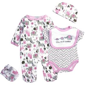 Reborn Baby Doll Girl Clothes 18-22 Inch Newborn Baby Doll Clothing Elephants Outfits Accessories 5 Pieces Sets
