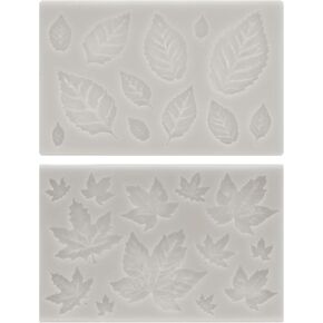 PATIKIL 2pcs Polymer Clay Mold, Clay Mold Fondant Mold Maple Leaf Mold Silicone for Crafts Air Dry DIY Cake Chocolate Candy Sugar Baking, Grey