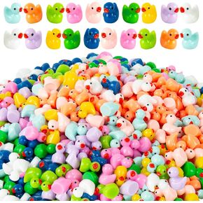 1000Pcs Luminous Mini Resin Duck Tiny Duck Figurine for Fairy Garden Landscape Aquarium Potted Plant Prank Game DIY Ornament Party to Hide, Miniature Dollhouse Accessories, Glow in The Dark, 10 Colors