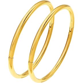 4mm Gold Plated Bracelet Stainless Steel Glossy Stackable Thin Round Bangle Bracelet for Women Oval Solid Plain Polished Bracelet