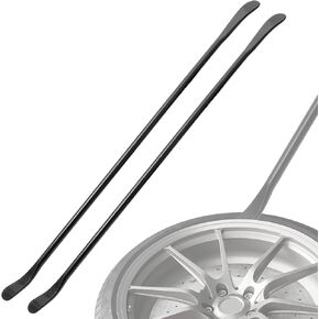 Tire Mounting and Demount Tool Iron 2-Piece Set, Essential for Tubeless Tire Replacement, Demount and Repair, Manual Tire Changer for Trucks, Trailers, Buses, Etc., 38 Inch x 4/5 Inch, Black