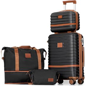 Joyway Luggage Set 3 Piece Suitcase Sets with Spinner Wheel,Hardside Expandable Travel Laggage with TSA Lock (13/20/24/28 Blue brown