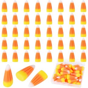 CCOZN 40 Pieces Resin Candy Corn, Fake Candy Corn Embellishment Candy Decors with Box DIY Halloween Decoration for DIY Crafts Scrapbooking Party Home Decor