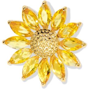 Sunflower Brooch Pin Yellow Crystal Flower Petal Lapel Brooches for Women Girls Fashion Jewelry Gift in Kuwait