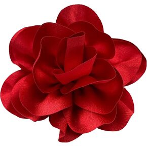Extra Large Satin Fabric Camellia Flower Brooches Pins Beautiful Cloth Art Oversized Rose Floral Brooch for Party Dance Wedding Banquet for Elegant Women Girl 5.5inch