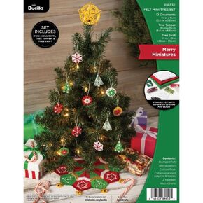 Bucilla Ornament, Merry Miniatures, Felt Applique 14 Piece Mini Tree Making Kit, Perfect for Holiday DIY Arts and Crafts, 89653E
