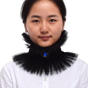 BLESSUME Enlightenment Neck Jabot Renaissance Neck Ruffle Collar Black