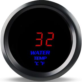 WATERWICH 2" 52mm Water Temperature Gauge Kit Fahrenheit & Celsius Red for Car Truck Marine Vehicle Automotive