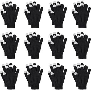 12 Pairs Winter Gloves Touchscreen Magic Gloves Stretchy Knit Cotton Gloves Bulk For Men Women Homeless Cold Weather