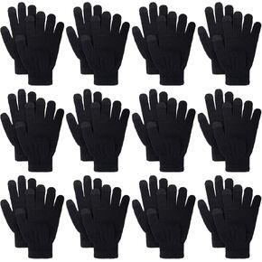 12 Pairs Winter Gloves Touchscreen Magic Gloves Stretchy Knit Cotton Gloves Bulk For Men Women Homeless Cold Weather