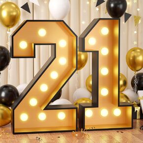 4FT Marquee Light Up 30 Numbers,Black Gold Giant Marquee Mosaic Numbers Marquee Frame Numbers for 30th Birthday Decorations, Birthday Party,Mosaic Number 30,DIY Frame Pre-Cut Foam Board Kit