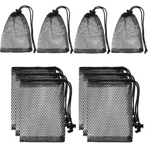 10Pcs Small Mesh Bags, 6x4 inch Drawstring Black Mesh Drawstring Bag Mini Nylon Net Bags with Drawstrings Sports Mesh Sports Equipment Bag Small Gym Bag for Football, Golf Stuff Balls