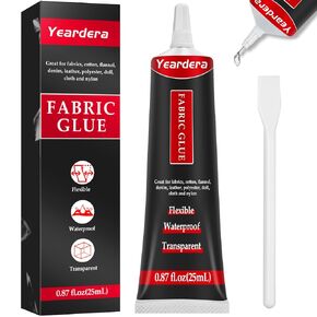 Fabric Glue, Fabric Glue for Clothing Permanent Washable, Clear Fabric Fusion Glue for All Fabrics, Clothes, Leather, Cotton, Flannel, Denim, Polyester, Doll Repair(25g)