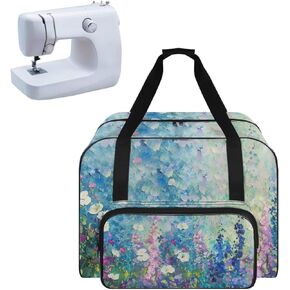 Hippie Flower Universal Sewing Machine Case, Portable Cover Tote Bag for Brother, Singer & Most Machines - Carrying Travel Storage Carrier Supply Organizer for Accessories