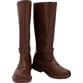 Men Knight Boots Cosplay Shoes Fashion Brown Long Boots for Halloween Carnival Party