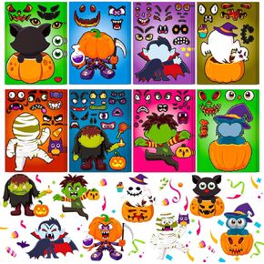 Halloween Stickers for Kids 72pcs DIY Craft Stickers for Halloween Activities Gifts Make a Face Stickers Party Game Halloween Stickers Bulk and Party Favors Supplies for Children