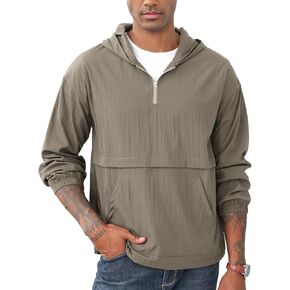 Men's Casual Quarter Zip Pullover Athletic Lightweight Windbreaker Jackets Golf for Men Hoodie with Pockets