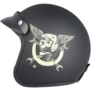 GJH 3/4 Open Face Motorcycle Helmets Collection - Vintage and Modern Designs DOT Approved for Men and Women Ideal for Bobber Scooter ATV Cruiser(M/L/XL)