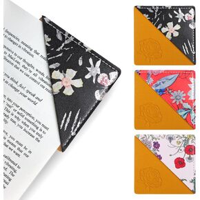 Leather Bookmarks, Wayzton Cute Square Printed Corner Bookmark, Personalized Book Accessories Gifts for Women Kids Reading Lovers