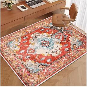 3×4ft/36×48in Home Office Chair Mat, Desk Chair Mats for Hardwood Floor, Anti-Slip Computer Gaming Chair Mat, Low Pile Carpet Floor Chair Mat(Pink/Beige)