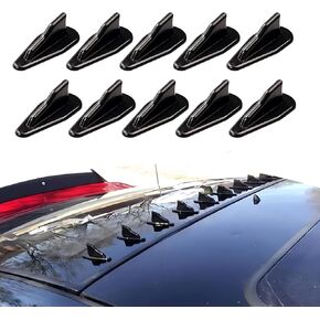 10 PCS Car Shark Fin Diffuser, Roof Diffuser Spoiler Roof Wing Air Vortex, Shark Fin Tail Wing Car Antenna Accessories Kit, Universal for Most Cars (Black)