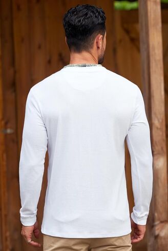 Men's Long Sleeve Waffle Henley Shirt Vintage Button T-Shirt with Pocket S-3XL in Kuwait