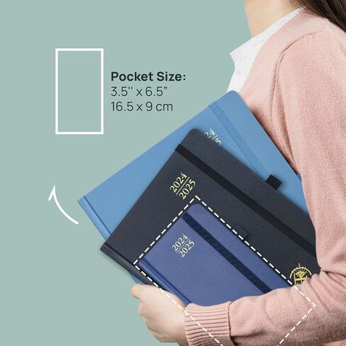 تقويم الجيب POPRUN 2024-2025 للمحفظة 3.5 بوصة × 6.5 بوصة غلاف فني (17 شهرًا: 24 أغسطس إلى 25 ديسمبر) مخطط أكاديمي صغير جدول أعمال يومي أسبوعي شهري مع حامل قلم، ورق عاجي - أخضر منتصف الليل in Saudi Arabia