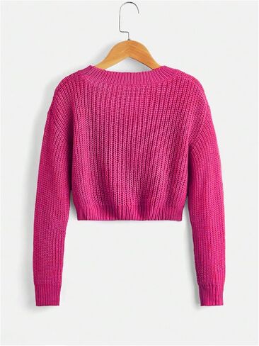 GORGLITTER Girl's Crewneck Long Sleeve Pullover Jumper Drop Shoulder Sweater in Saudi Arabia