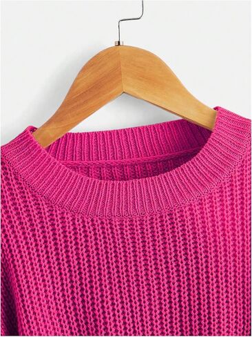 GORGLITTER Girl's Crewneck Long Sleeve Pullover Jumper Drop Shoulder Sweater in Saudi Arabia