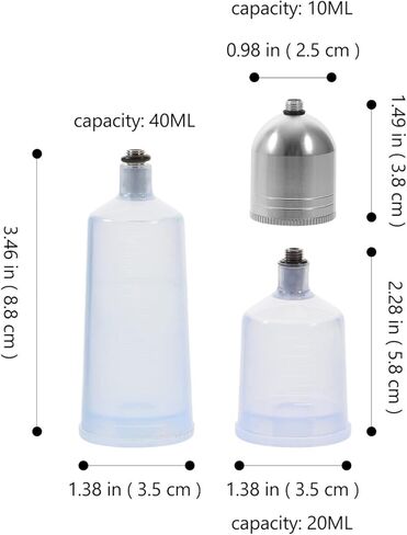 Luxshiny 3pcs Airbrush Replacement Pot Dispenser Clear Container Carafe Nail Airbrush Bottle Airbrush Paint Bottles Clear Airbrush Bottles Portion Bottle Professional Paint Cup in Kuwait