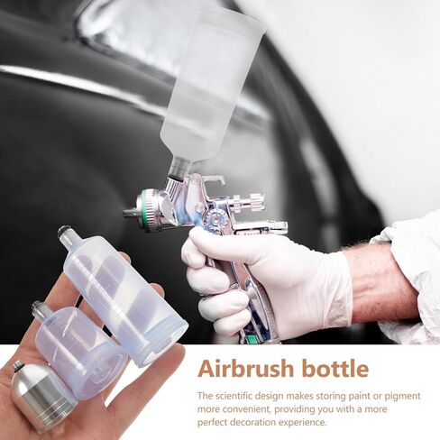 Luxshiny 3pcs Airbrush Replacement Pot Dispenser Clear Container Carafe Nail Airbrush Bottle Airbrush Paint Bottles Clear Airbrush Bottles Portion Bottle Professional Paint Cup in Kuwait