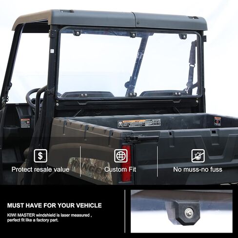 KIWI MASTER زجاج خلفي خلفي عالي التحمل متوافق مع 2015-2024 Polaris Ranger متوسطة الحجم 570/SP 570/ملحقات الطاقم، 2017-2022 Ranger متوسط ​​الحجم 500 مقاوم للخدش in Kuwait