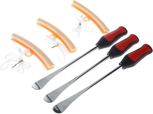 مجموعة أدوات حديدية لملاعق الإطارات مقاس 11.5 بوصة، طقم تغيير إطارات الدراجة النارية لجزازة العشب، 3 قطع ملاعق فولاذية، 3 قطع واقيات حافة، 1 قطعة أداة صمام، 6 قطع قلوب صمام، 10 قطع أغطية صمامات in Kuwait