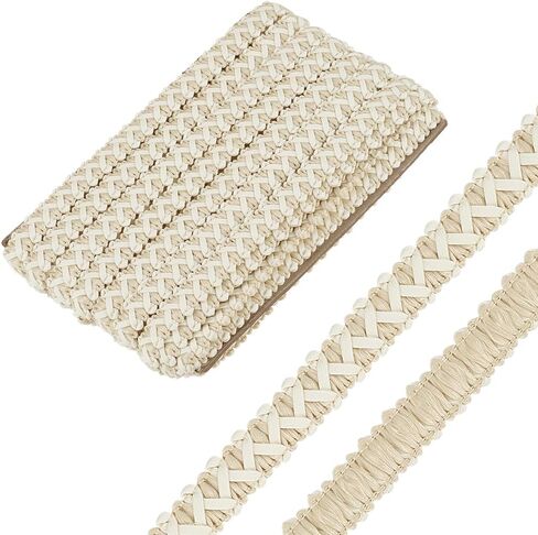NBEADS 15Yards Faux Leather Braid Trims, White Herringbone Woven Braid Trim Flat Braid Strap Trim Lace Ribbon for Home Decor DIY Sewing Craft, 1/2 inch Wide in Saudi Arabia