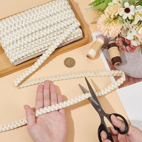 NBEADS 15Yards Faux Leather Braid Trims, White Herringbone Woven Braid Trim Flat Braid Strap Trim Lace Ribbon for Home Decor DIY Sewing Craft, 1/2 inch Wide in Saudi Arabia