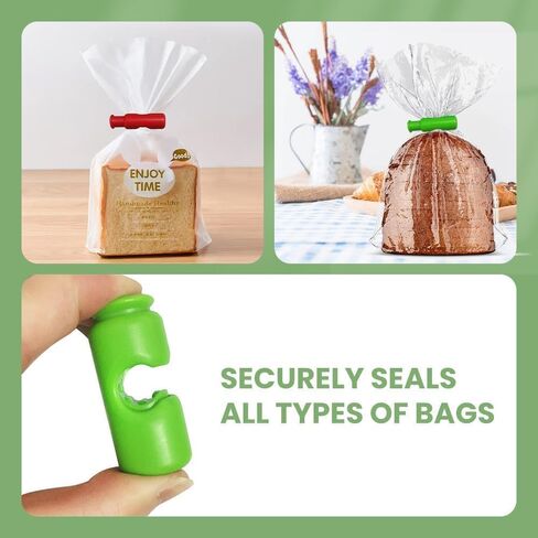 Bag Clips, Snack Bread Closure Clip,2024 New Squeeze and Lock Bread Bag Clips,Plastic Bag Clip, Food Clips for Bags, Bread Clips,Easy to Use Bread Bag Clips,Storage Clips(Green,6pcs) in Saudi Arabia