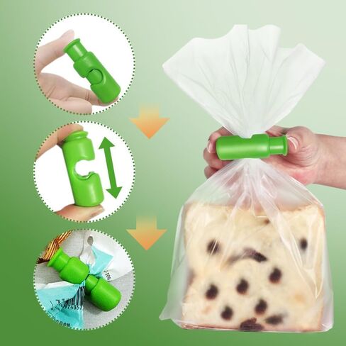 Bag Clips, Snack Bread Closure Clip,2024 New Squeeze and Lock Bread Bag Clips,Plastic Bag Clip, Food Clips for Bags, Bread Clips,Easy to Use Bread Bag Clips,Storage Clips(Green,6pcs) in Saudi Arabia