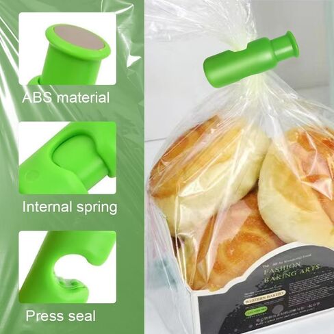 Bag Clips, Snack Bread Closure Clip,2024 New Squeeze and Lock Bread Bag Clips,Plastic Bag Clip, Food Clips for Bags, Bread Clips,Easy to Use Bread Bag Clips,Storage Clips(Green,6pcs) in Saudi Arabia