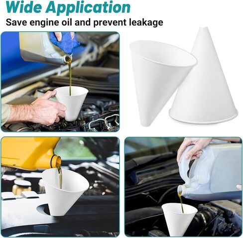 50 Pcs Disposable Engine Oil Funnel, Motor Oil Funnel Paper Funnel, Motorcycle Oil Funnels, Car Oil Funnel for Oil Change, Funnels Dispenser for Water, Engine Oil, Gas, Coolant in Saudi Arabia