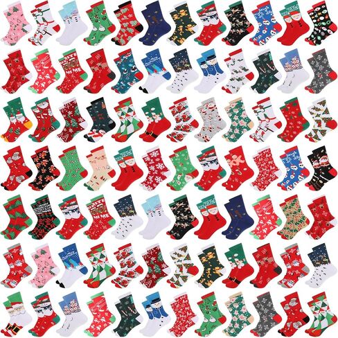 Liitrsh 150 Pairs Christmas Socks Bulk Gifts For Women Adults Unisex, Holiday Funny Colorful Warm Soft Socks Xmas Winter Small Gift for Employee Coworkers Family, 50 Christmas Patterns in Kuwait
