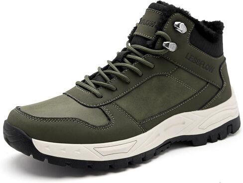 Men's Winter Slip Resistant Snow Boots Warm Fur Lined Cold Shoes Lightweight Slip Resistant Winter Boots Leather Casual Outdoor Work Ankle Sneakers in Saudi Arabia